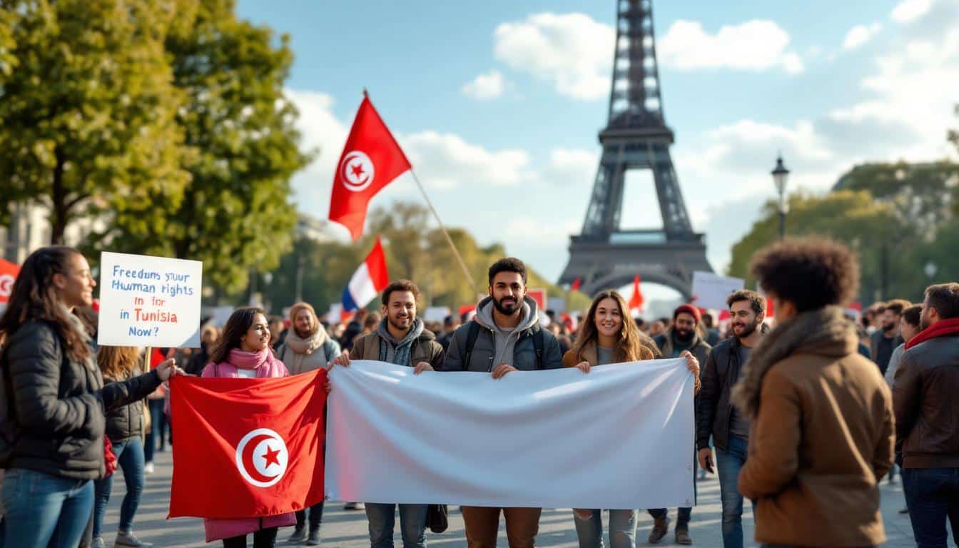 participez au rassemblement à paris pour soutenir et défendre les libertés en tunisie, unis pour la démocratie et les droits fondamentaux.